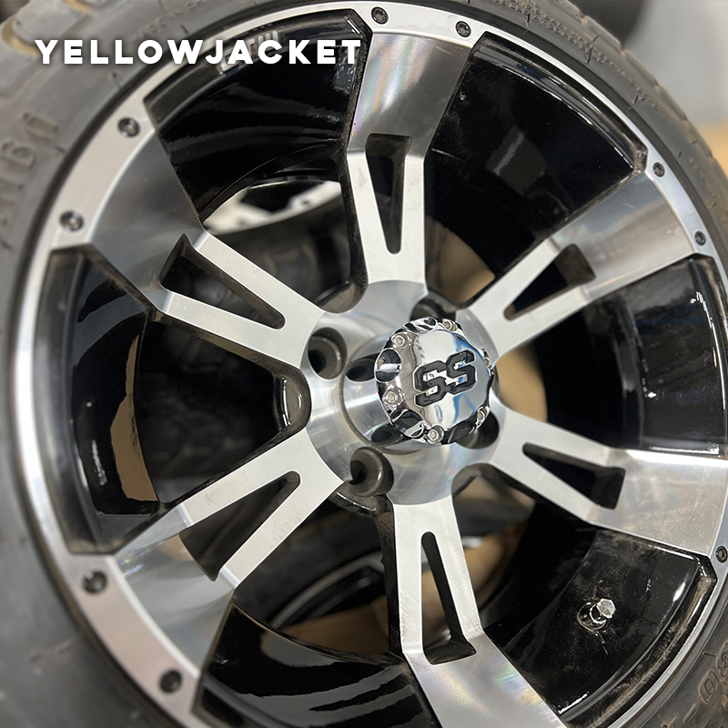 yellowjacket golf cart rims for sale close up view